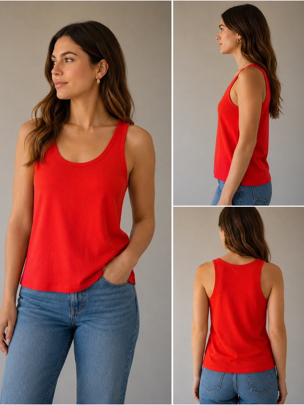 Gilly Hicks Ribbed Red Tank Top Size Large